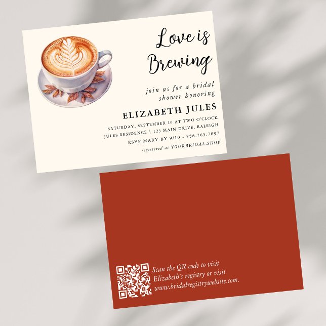 Minimal Love Is Brewing Coffee Bridal Shower Invitation (Creator Uploaded)