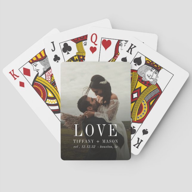 Minimal Love Wedding Photo Couples Template Playing Cards (Back)
