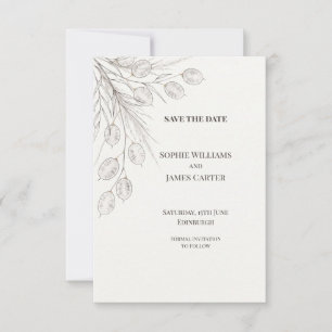 Minimal Lunaria Gold Line Wedding Save The Date
