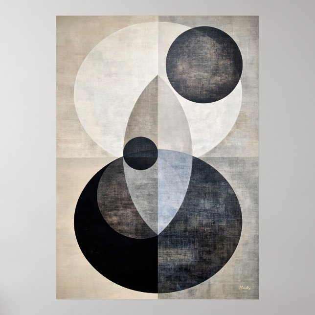 Minimal Luxury Art Deco Geometric Abstract Neutral Poster (Front)