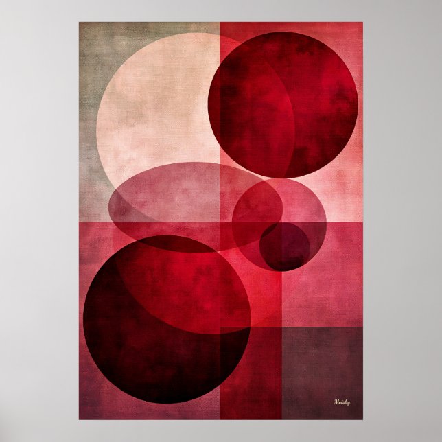 Minimal Luxury Art Deco Geometric Abstract Red Poster (Front)