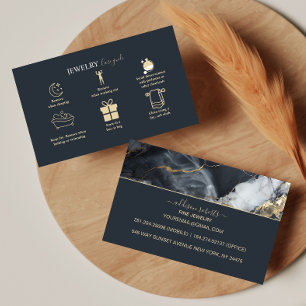 Minimal Luxury Black Gold Branding Jewellery Care Business Card