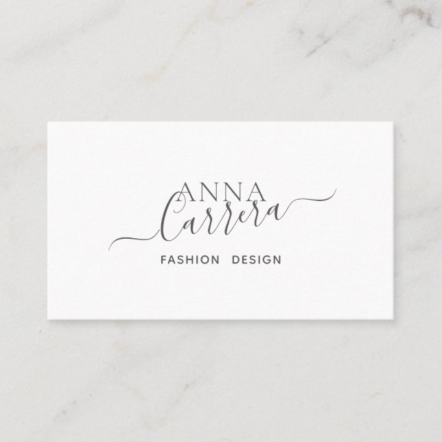 Minimal Luxury Boutique Black White Calligraphy Business Card (Front)