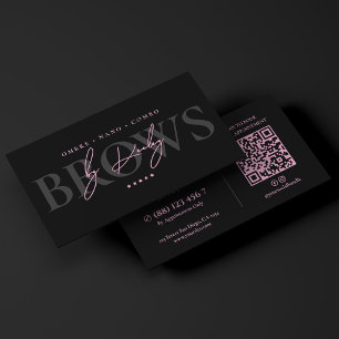 Minimal Luxury Brow Artist Pink Black Business Card
