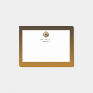 Minimal Luxury Brushed Gold Monogram Post-it Notes