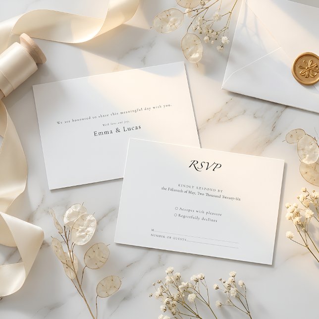 Minimal Luxury | Elegant Modern Black & White RSVP Card (Creator Uploaded)