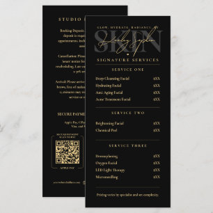 Minimal Luxury Esthetician MedSpa Black Price List Menu