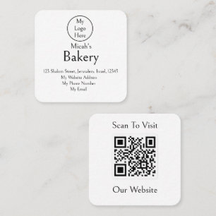 Minimal luxury QR Code Bakery Logo Clean Layout Square Business Card