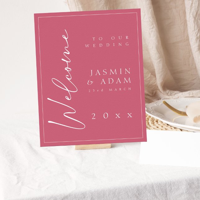 Minimal Magenta Pink Script Wedding Welcome Sign (Creator Uploaded)