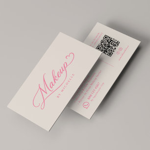 Minimal Makeup Artist Pink Sand Script Business Card