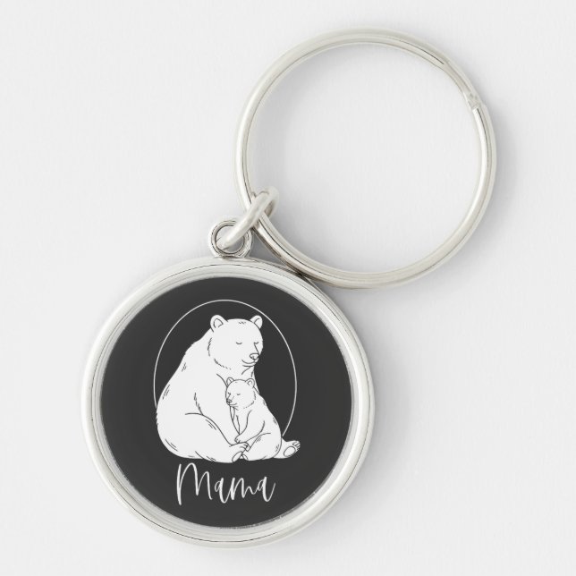 Minimal Mama Bear Line Art Design Key Ring (Front)