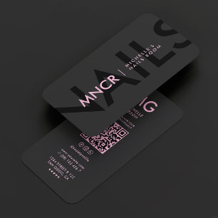 Minimal Manicurist Nail Tech Pink Black Business Card