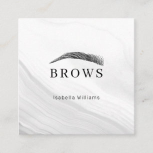 Minimal marble elegant eyebrows square business card
