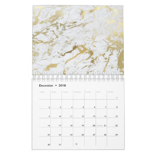 Minimal Marble White Grey Silver Rose Gold Stone Calendar