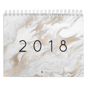 Minimal Marble White Grey Silver Rose Gold Stone Calendar