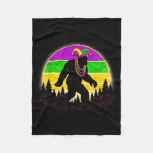 Minimal Mardi Gras Bigfoot Jester Hat Fleece Blanket