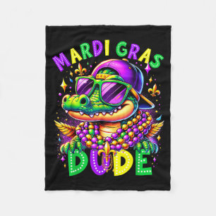 Minimal Mardi Gras Dude Alligator Festival Fleece Blanket