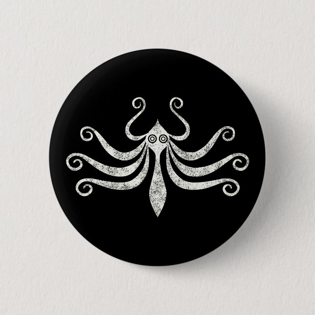Minimal Marine Style Minoan Octopus (distressed) 6 Cm Round Badge (Front)