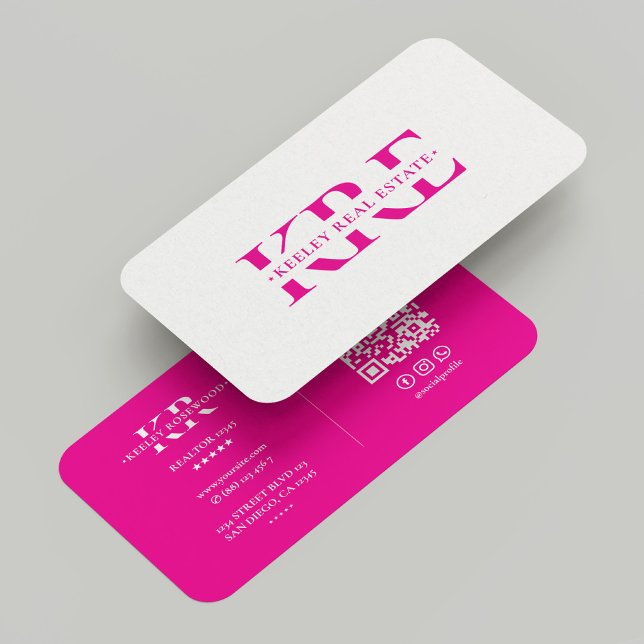 Minimal Marketing Professional Initials Pink Business Card (Minimal Marketing Professional Initials Pink Business Card
)