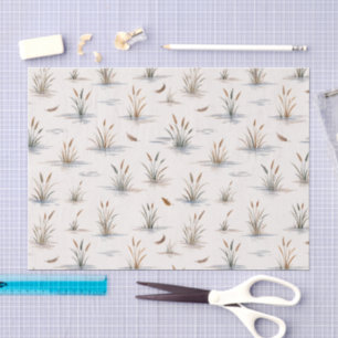 Minimal Marsh Grass Water Ripple Feather Pattern Tissue Paper