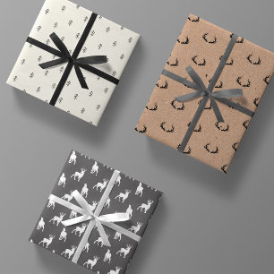 Minimal Masculine Kraft Black White Grey Christmas Wrapping Paper Sheet