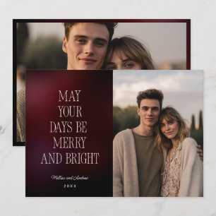 Minimal May your Days be Merry and Bright Burgundy Announcement