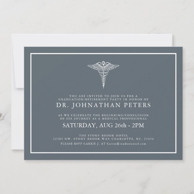 Minimal Medical Graduation|Retirement Invitation (Front)