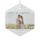 Minimal Merry and Married Photo  Ceramic Ornament