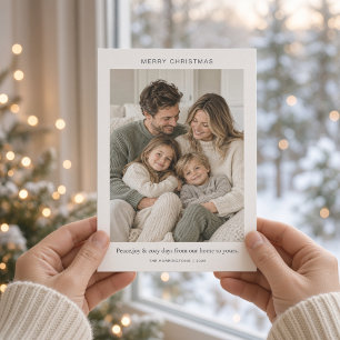 Minimal Merry Christmas Cosy Family Photo Holiday Card