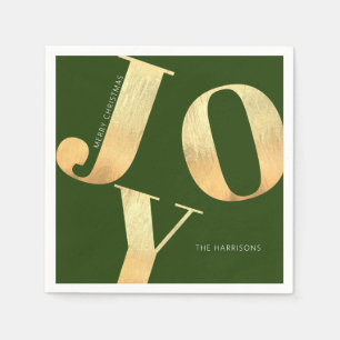 Minimal Merry Christmas Faux Gold Foil Joy Holiday Napkin