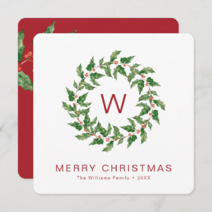 Minimal Merry Christmas Greenery Wreath Holiday