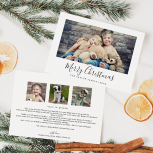 Minimal Merry Christmas Year In Review Landscape Holiday Card