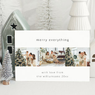 Minimal Merry Everything Four Photo Horizontal Holiday Card