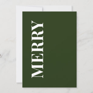 Minimal MERRY Forest Green Holiday Greeting Card