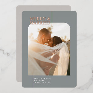 Minimal Merry & Married Grey Holiday Rose Gold