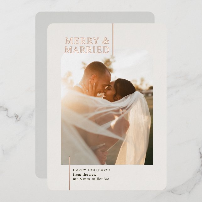 Minimal Merry & Married Ivory Holiday Rose Gold (Front/Back)