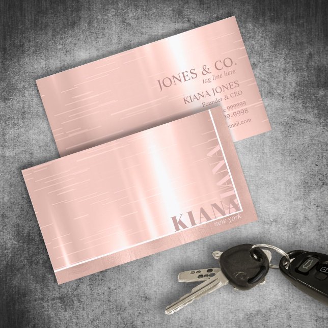 Minimal Metal Sheen & Foil Rose Gold Std ID791 Business Card (Creator Uploaded)
