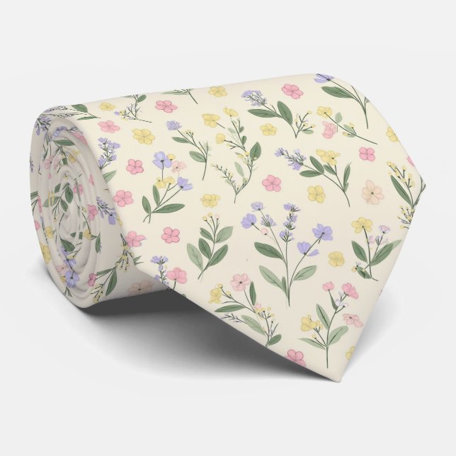 Minimal Micro Floral Pattern Tie (Rolled)