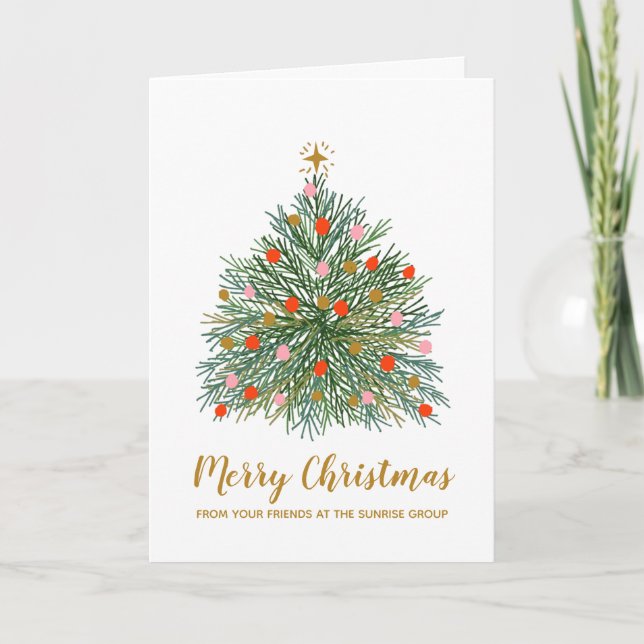 Minimal Mid Century Christmas Tree Corporate Card (Front)