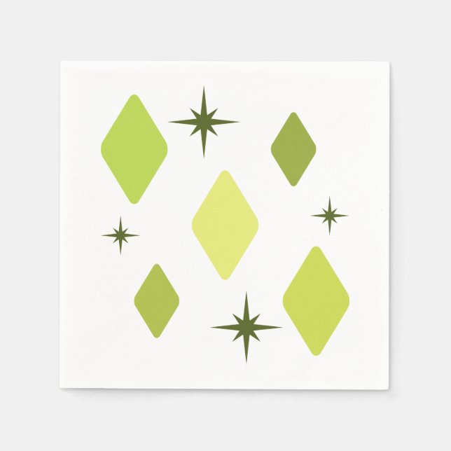Minimal Mid Mod Diamonds Charteuse Napkin (Front)