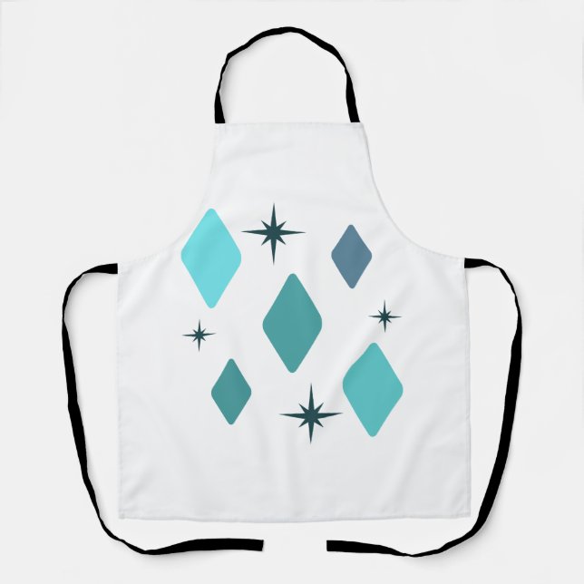 Minimal Mid Mod Diamonds Turquoise Apron (Front)