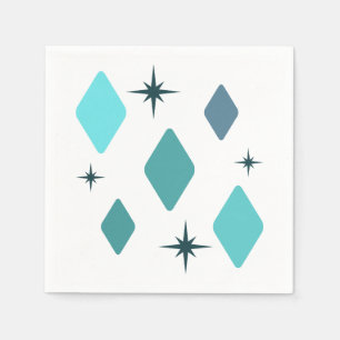 Minimal Mid Mod Diamonds Turquoise Napkin