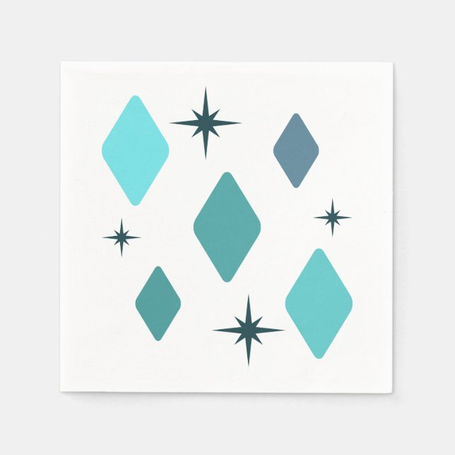 Minimal Mid Mod Diamonds Turquoise Napkin (Front)
