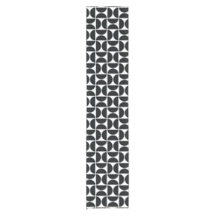 Minimal Midcentury Bowls Art Black White Short Table Runner