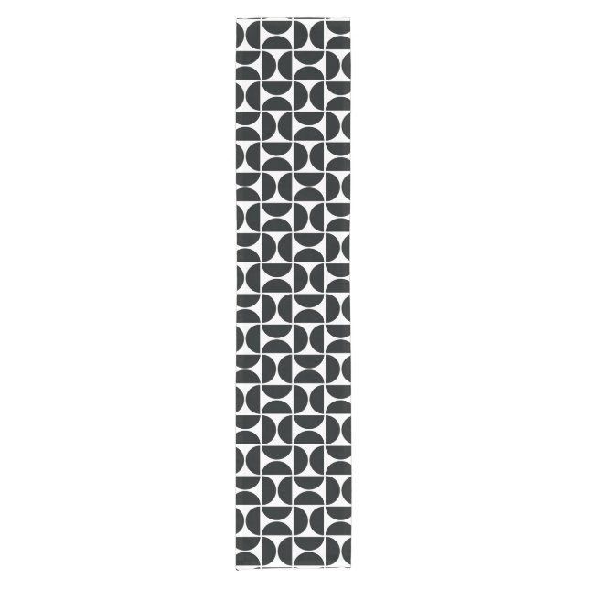 Minimal Midcentury Bowls Art Black White Short Table Runner (Front)