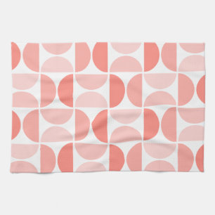 Minimal Midcentury Bowls Art Peach Tea Towel