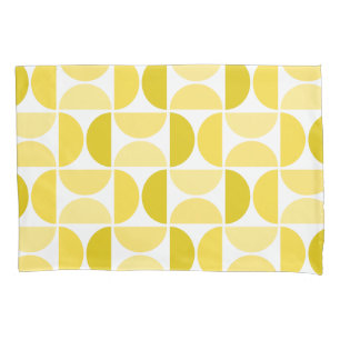 Minimal Midcentury Bowls Art Yellow Pillowcase