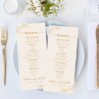 Minimal Minimalist Beige Gold Branch Leaf Wedding