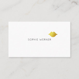 minimal / minimalist elegant beauty gold lips business card