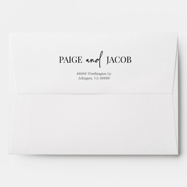 Minimal Minimalist Elegant Custom Names Wedding Envelope (Back (Top Flap))